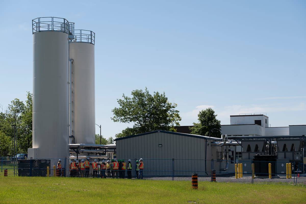 Thermal energy storage tanks and district energy infrastructure at the DND Green Heat project supporting building decarbonization and low-carbon heating.